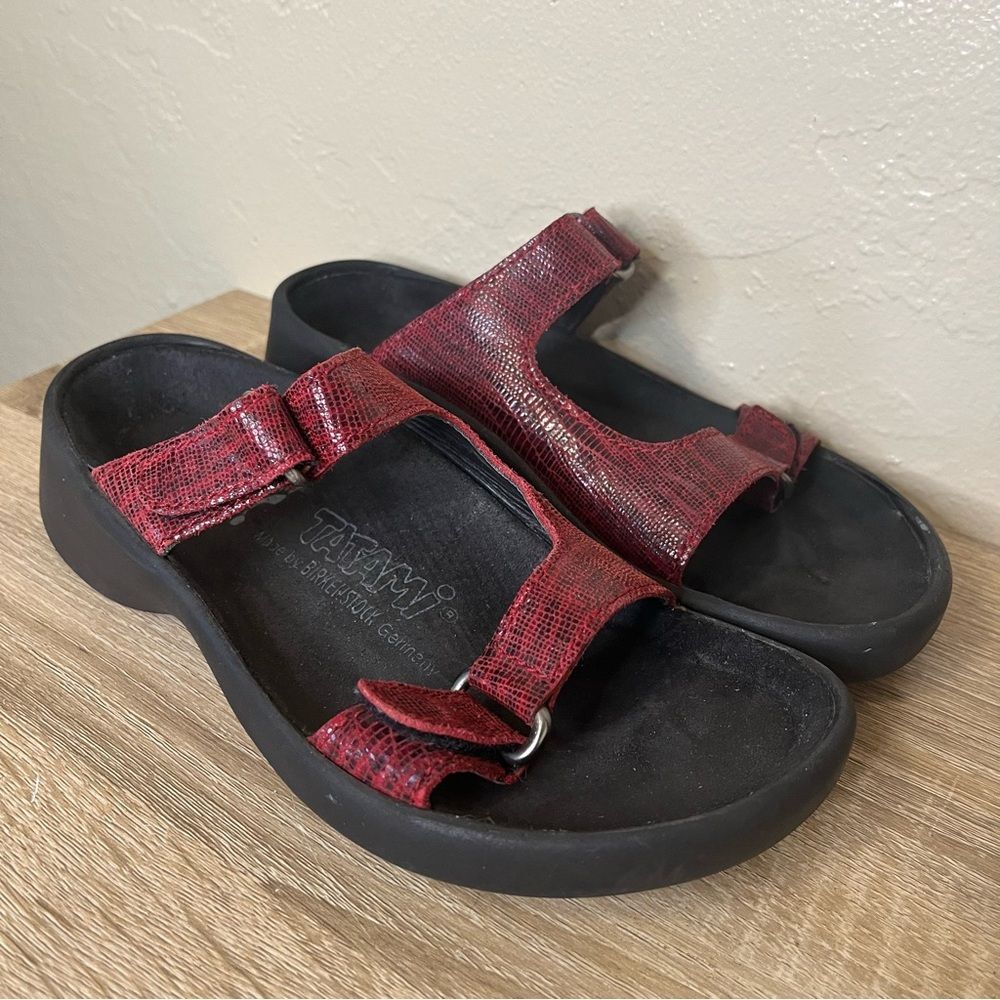 Red Birkenstock Sandals Tatami Leather Sandals - Straps Slides Sz 36 US womens 5